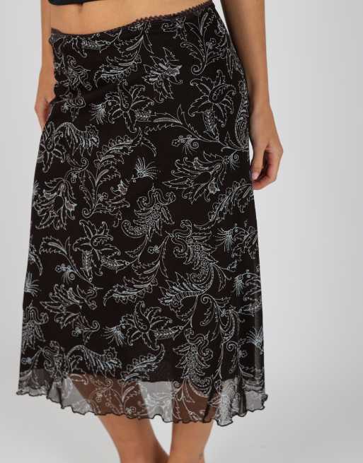 Vintage Pur System S woven midi skirt in brown, 4 of 4