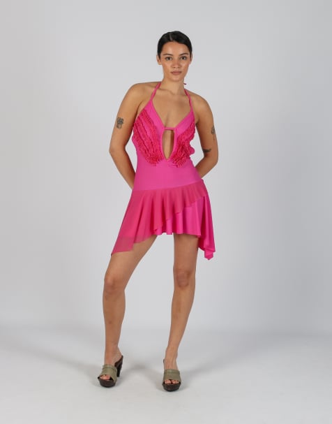 Vintage Put S woven mini dress in pink - view 1