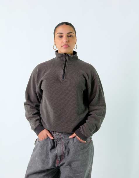 Vintage Quarter Zip M Sweatshirt Brown - view 1