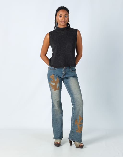 Vintage Queen Moda S flare jeans in light blue