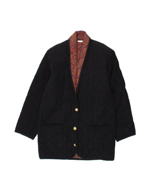 Vintage Quilted Blazer Jacket UK 16 Large In Blue