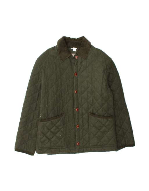 Vintage Quilted Jacket UK 40 Large In Green Wool