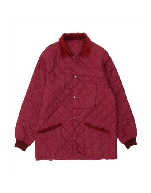 Vintage Quilted Jacket UK 40 Large In Maroon