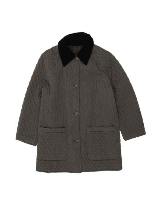 Vintage Quilted Overcoat It 46 Large In Grey