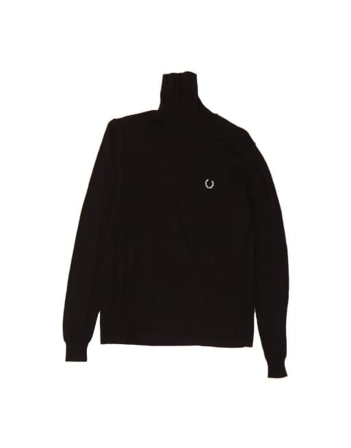 Vintage Raf Simons X Fred Perry Roll Neck Jumper Sweater Small In Black