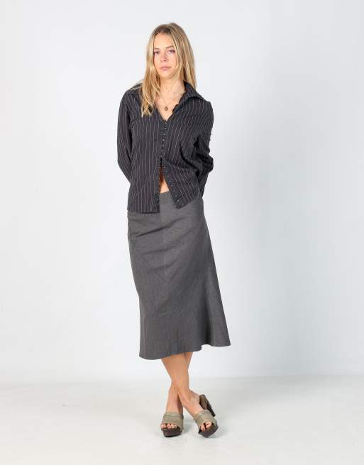 Vintage Rafaella S woven maxi skirt in charcoal grey
