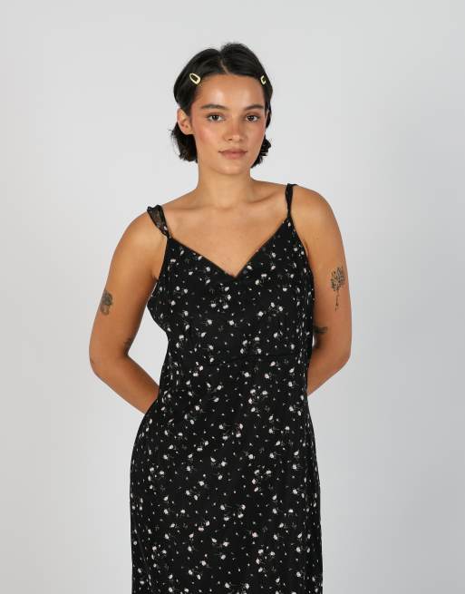 Vintage Rainbow L woven midi dress in black, 2 of 4