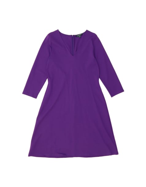 Vintage Ralph Lauren 3/4 Sleeve A-line Dress UK 12 Medium In Purple - view 1