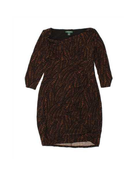 Vintage Ralph Lauren 3/4 Sleeve Bodycon Dress Us 14 Large In Brown - view 1
