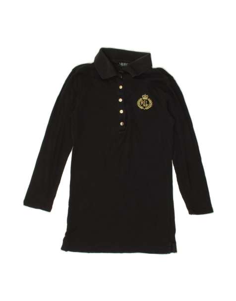 Vintage Ralph Lauren 3/4 Sleeve Polo Shirt UK 2 2XS In Black - view 1