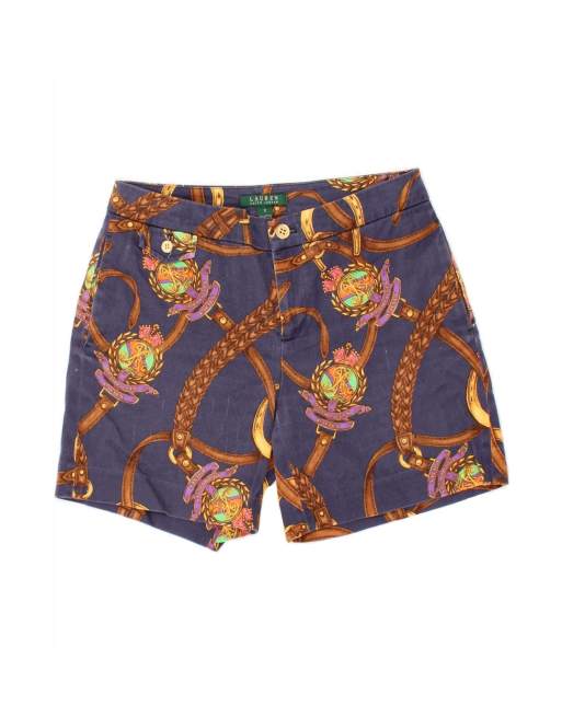 Vintage Ralph Lauren Abstract Pattern Chino Shorts US 2 XS W30 In Blue