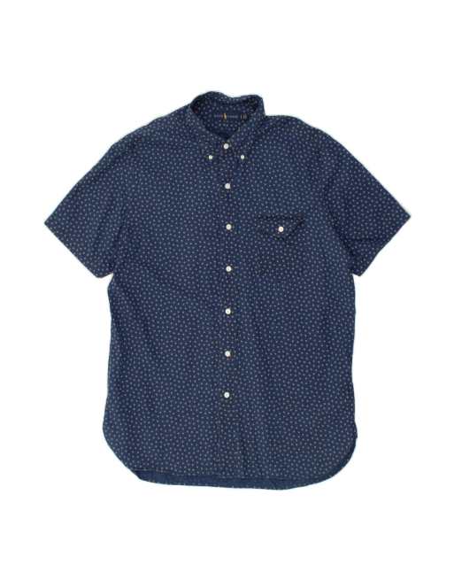 Vintage Ralph Lauren Abstract Pattern Short Sleeve Shirt Large In Blue