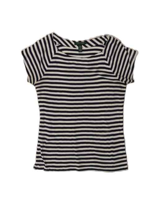 Vintage Ralph Lauren Blouse Top UK 14 Large In White Striped