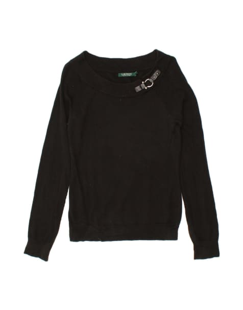 Vintage Ralph Lauren Boat Neck Jumper Sweater UK 10 Small In Black - view 1