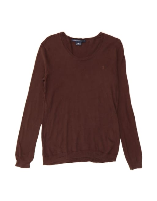 Vintage Ralph Lauren Boat Neck Jumper Sweater UK 12 Medium In Brown