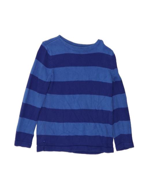 Vintage Ralph Lauren Boat Neck Jumper Sweater UK 14 Large In Blue Striped