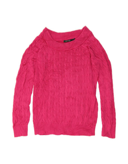 Vintage Ralph Lauren Boat Neck Jumper Sweater UK 14 Large In Pink