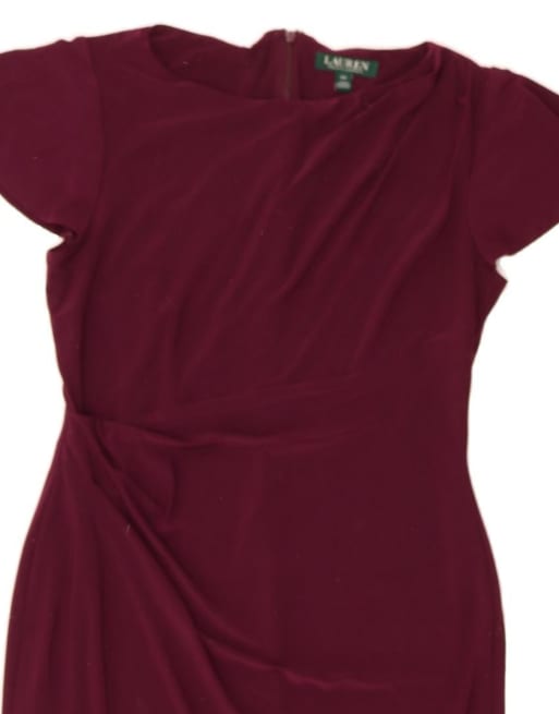 Vintage Ralph Lauren Bodycon Dress US 12 Large In Burgundy | ASOS