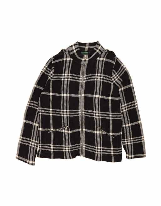Vintage Ralph Lauren Cardigan Sweater UK 20 2XL In Black Check