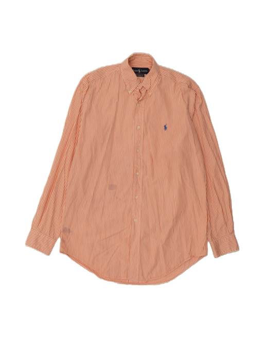 Vintage Ralph Lauren Classic Fit Shirt Size 15 Medium In Pink Striped