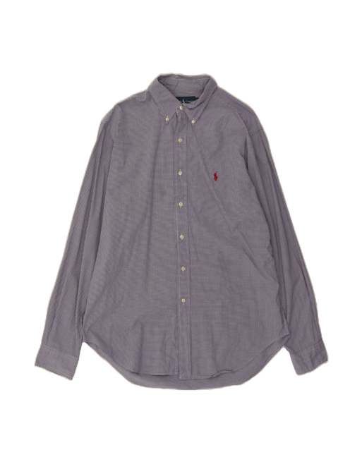 Vintage Ralph Lauren Classic Fit Shirt Size 16 1/2 Large In Blue Check