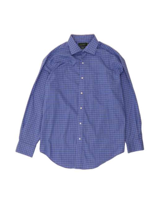 Vintage Ralph Lauren Classic Fit Shirt Size 17 1/2 XL In Blue Check