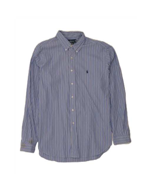 Vintage Ralph Lauren Classic Fit Shirt Size 17 1/2 XL In Blue Striped