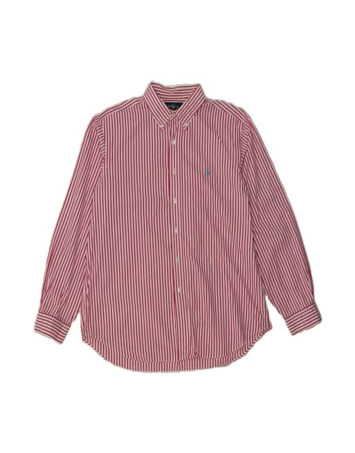 Vintage Ralph Lauren Classic Fit Shirt Size 17 XL In Pink Pinstripe