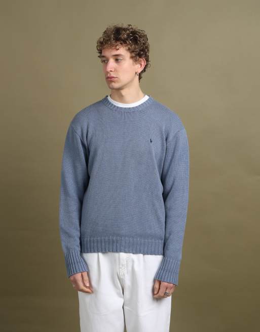 Vintage Ralph Lauren Crew Neck Jumper size L in Bottle Blue, 1 of 4