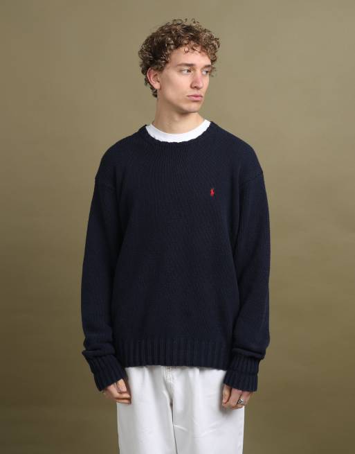 Vintage Ralph Lauren Crew Neck Jumper size L in Navy Blue, 1 of 4