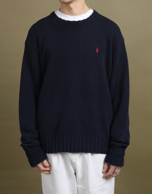 Vintage Ralph Lauren Crew Neck Jumper size L in Navy Blue, 3 of 4