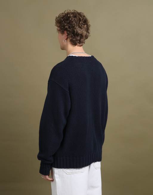 Vintage Ralph Lauren Crew Neck Jumper size L in Navy Blue, 4 of 4