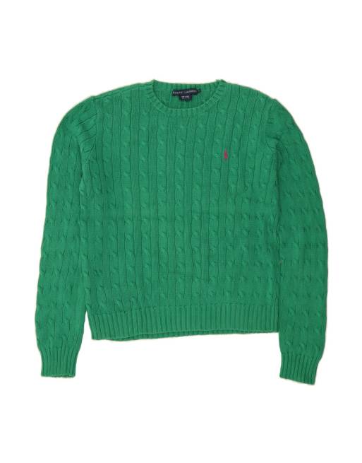 Vintage Ralph Lauren Crew Neck Jumper Sweater UK 16 Large In Green