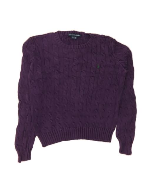Vintage Ralph Lauren Crop Boat Neck Jumper Sweater UK 14 Medium In Purple
