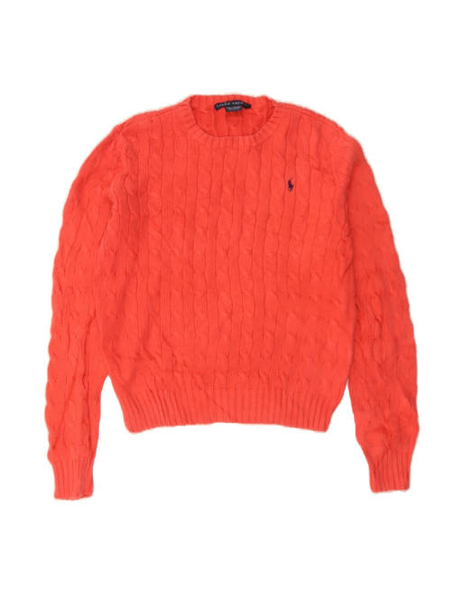 Vintage Ralph Lauren Crop Crew Neck Jumper Sweater UK 14 Medium In Red