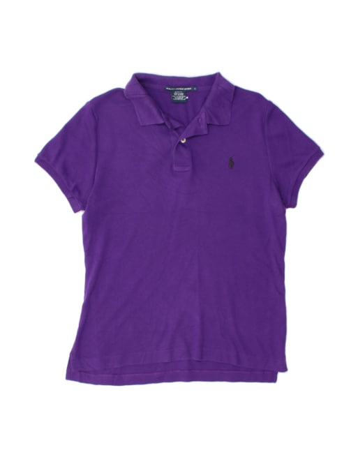 Vintage Ralph Lauren Crop Polo Shirt UK 14 Large In Purple