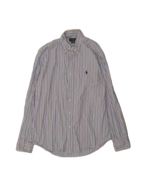Vintage Ralph Lauren Custom Fit Shirt Size 16 Large In Blue Striped - view 1