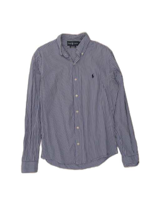 Vintage Ralph Lauren Custom Fit Shirt Small In Blue Striped