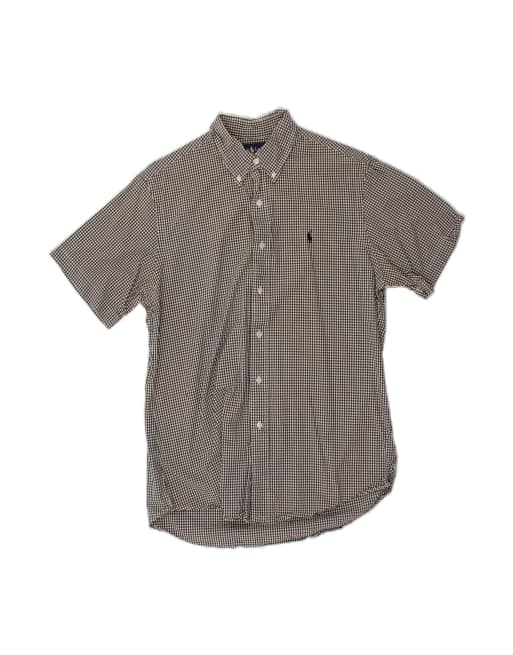 Vintage Ralph Lauren Custom Fit Short Sleeve Shirt Large In Grey Gingham