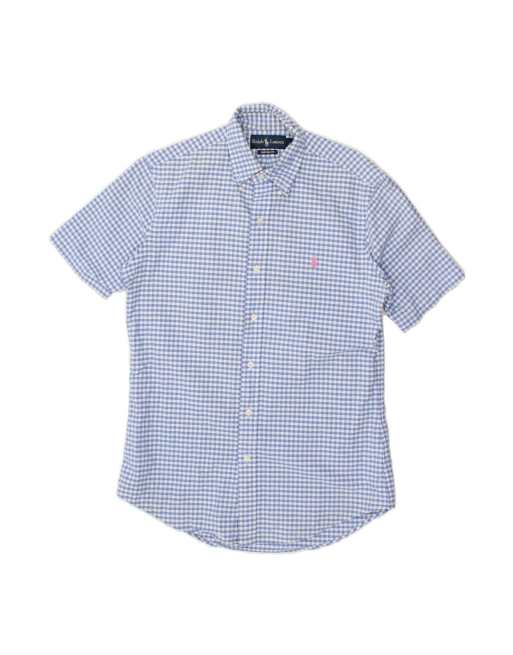 Vintage Ralph Lauren Custom Fit Short Sleeve Shirt Small In Blue Gingham