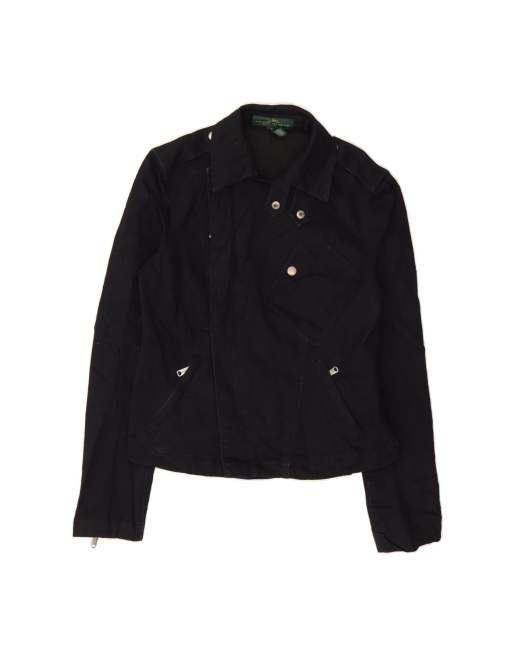 Vintage Ralph Lauren Denim Military Jacket UK 10 Small In Blue