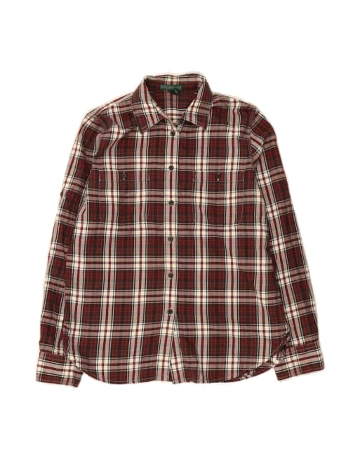 Vintage Ralph Lauren Flannel Shirt UK 14 Medium In Burgundy Check