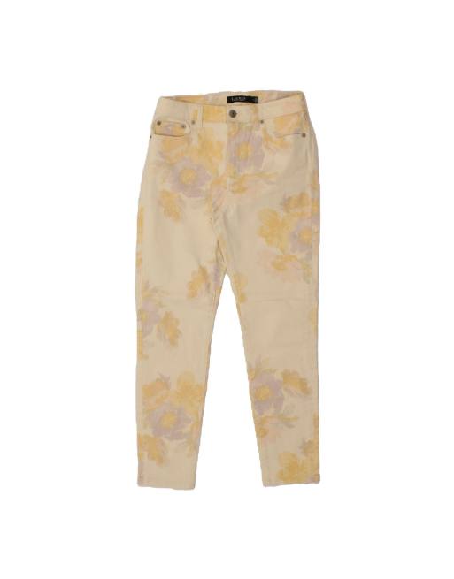 Vintage Ralph Lauren Graphic Slim Jeans US 4 Small W28 L27 In Yellow Floral