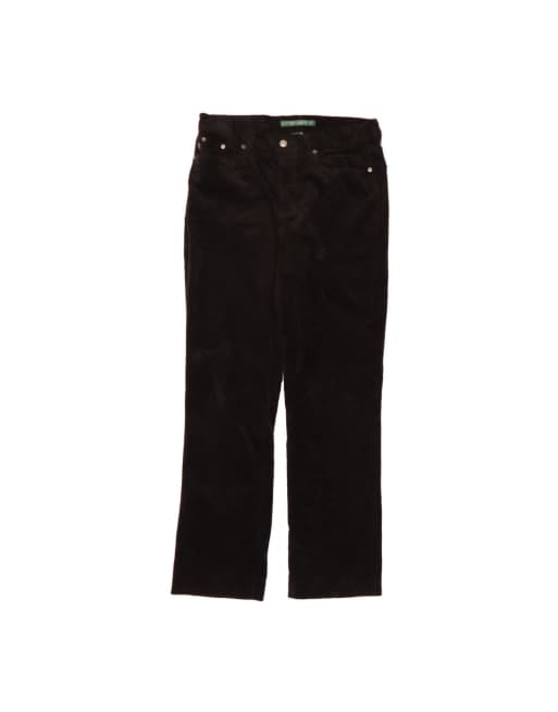 Vintage Ralph Lauren High Waist Corduroy Trousers US 6 Medium W32 L29 In Black