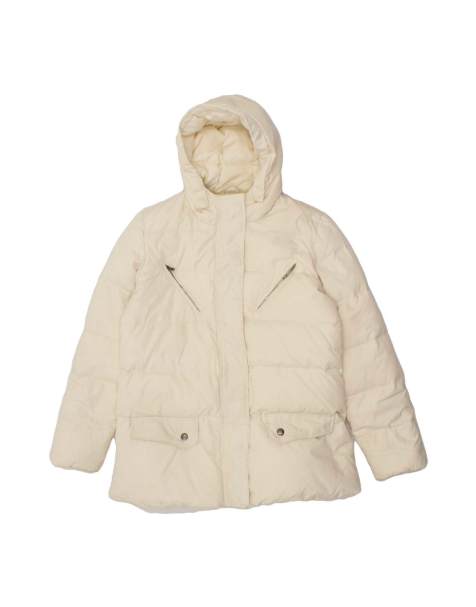 Vintage Ralph Lauren Hooded Padded Jacket UK 16 Large In Off In White - view 1