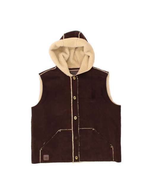 Vintage Ralph Lauren Hooded Sherpa Gilet UK 16 Large In Brown