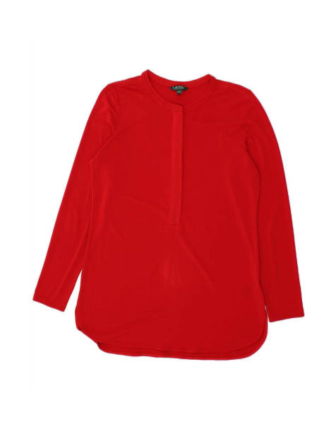Vintage Ralph Lauren Long Sleeve Blouse Top Uk 16 Large In Red - view 1