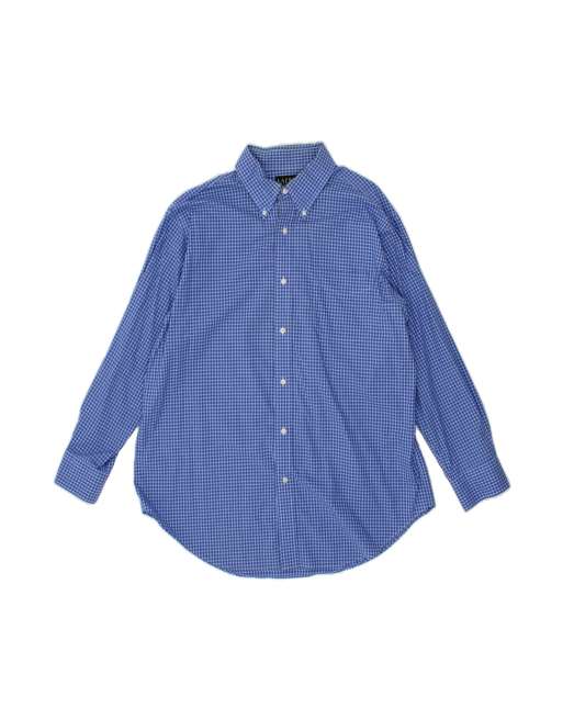 Vintage Ralph Lauren Non - Iron Shirt Size 17 XL In Blue Check