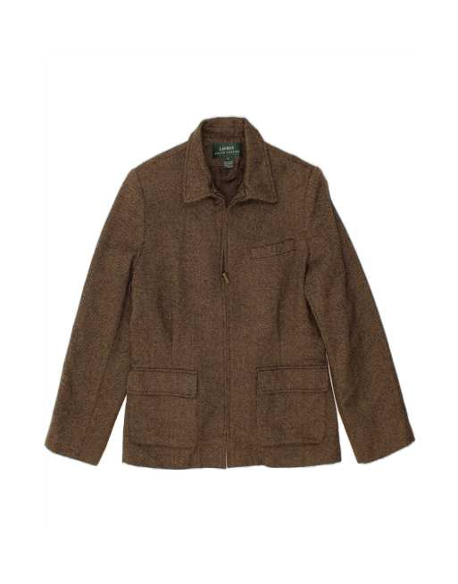Vintage Ralph Lauren Overcoat US 12 Large In Brown Herringbone