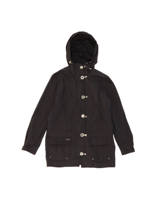Vintage Ralph Lauren Oversized Hooded Rain Jacket UK 10 Small In Black